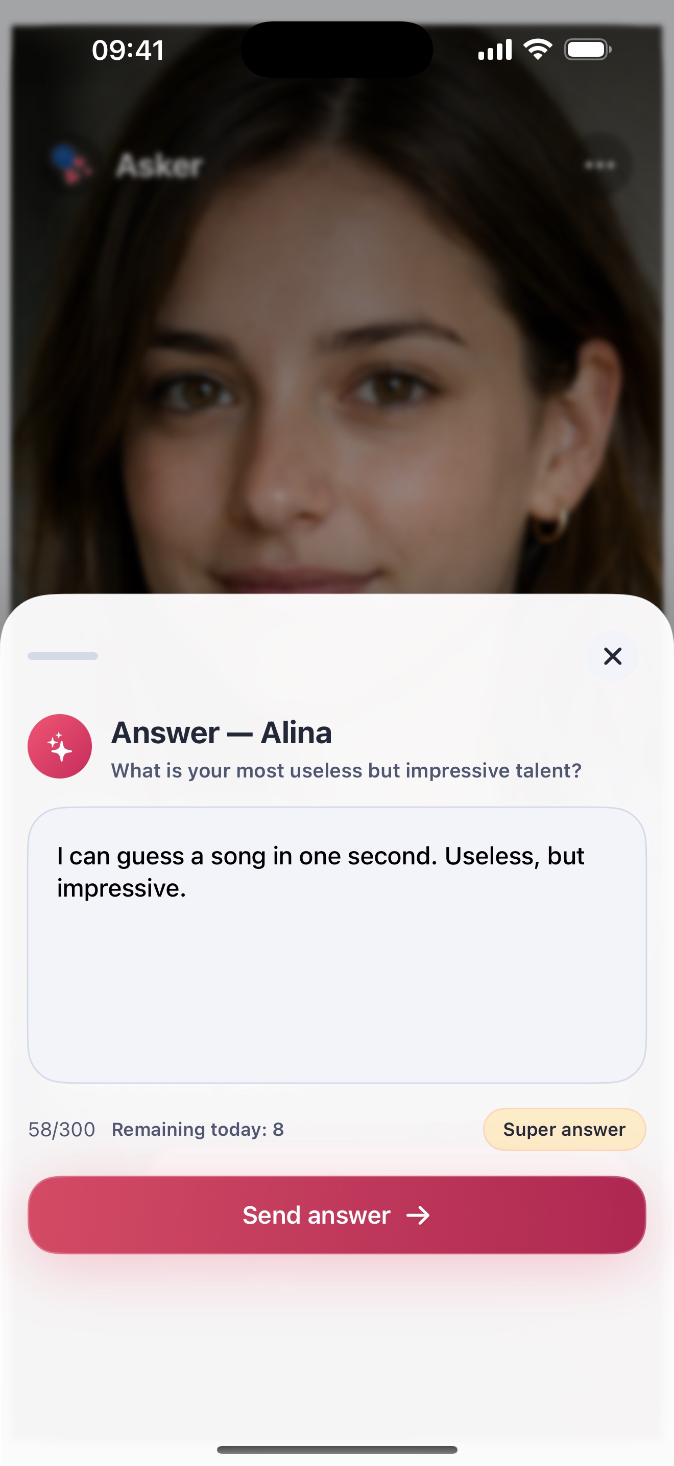 Answer composer in the Asker app